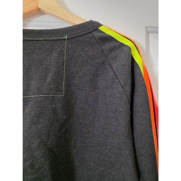 Aviator Nation Bolt Cropped Classic Crew Sweatshirt Heather Navy Neon size M - Picture 12 of 12